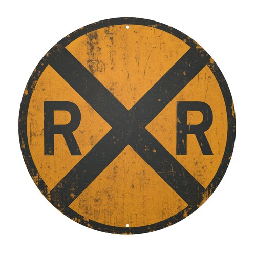 Metal sign railroad crossing - metal,